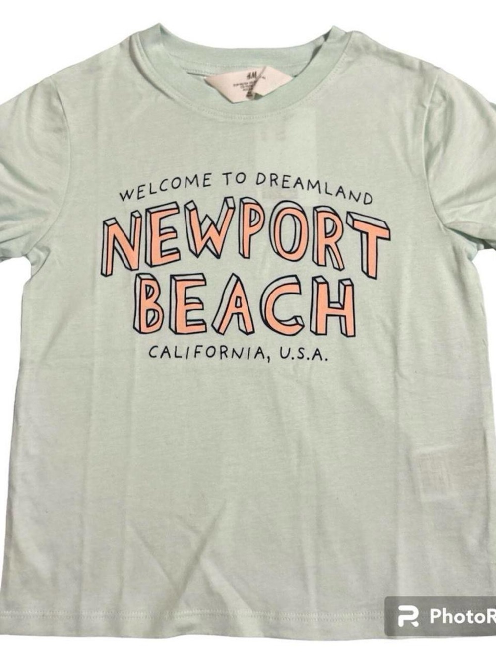 H&M Newport Beach California T-Shirt Youth Size 3/4T Light Green